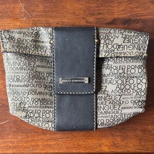 Adolfo Dominguez Black and Tan Clutch Bag